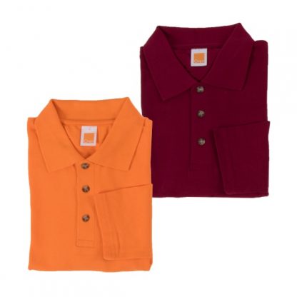 APP0027 Long Sleeve Honey Comb T-shirt - Orange & Maroon