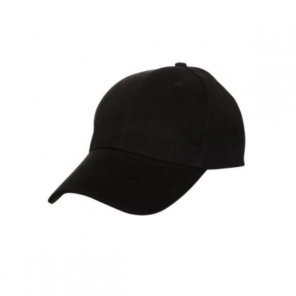 CAP0017 Baseball 6-Panel Cotton Brush Cap - Black