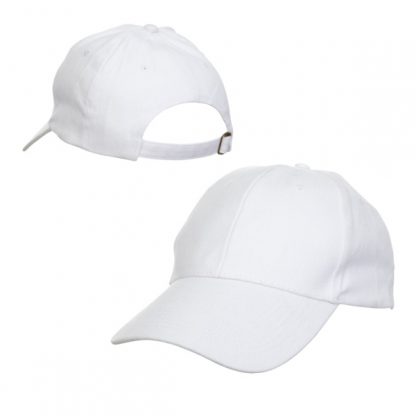 CAP0017 Baseball 6-Panel Cotton Brush Cap - White