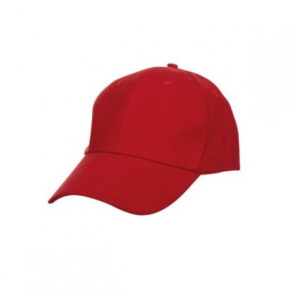 CAP0017 Baseball 6-Panel Cotton Brush Cap - Red