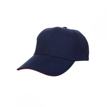 CAP0019 Baseball 6-Panel Cotton Brush Cap - Navy (S/Red)