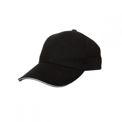CAP0019 Baseball 6-Panel Cotton Brush Cap - Black (S/White)