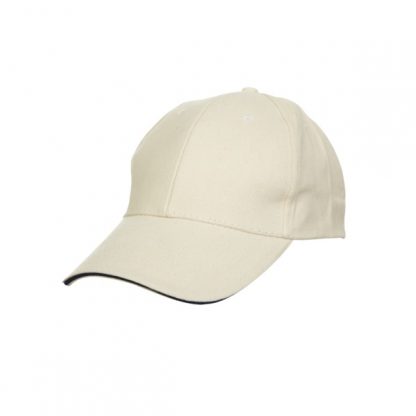 CAP0019 Baseball 6-Panel Cotton Brush Cap - Beige (S/Navy)