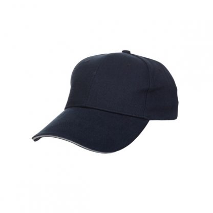 CAP0019 Baseball 6-Panel Cotton Brush Cap - Black (S/White)