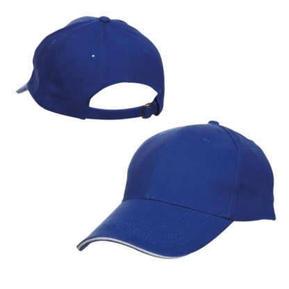 CAP0019 Baseball 6-Panel Cotton Brush Cap - Royal (S/White)