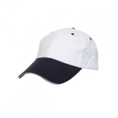 CAP0020 Baseball 6-Panel Cotton Brush Cap - White/Navy
