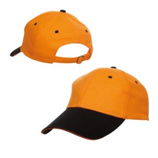 CAP0020 Baseball 6-Panel Cotton Brush Cap - Orange/Black