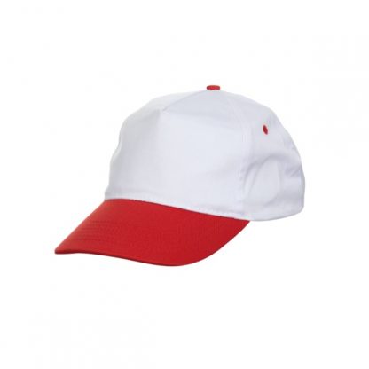 CAP0021 Baseball 5-Panel Cap - White/Red