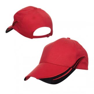 CAP0034 Baseball 6-Panel Cap - Red/Black