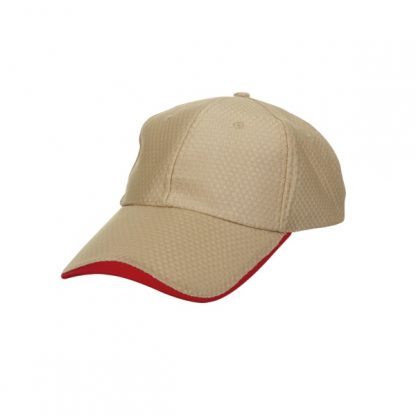 CAP0035 Baseball 6-Panel Cap - Khaki/Red