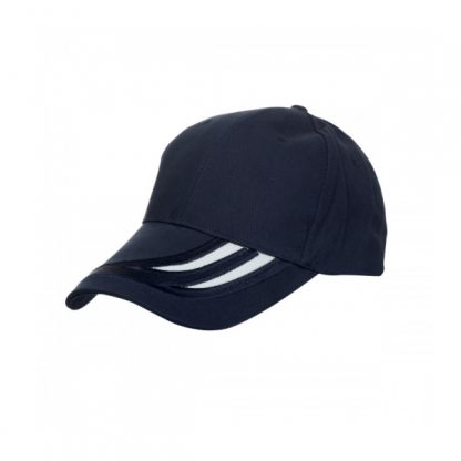 CAP0036 Baseball 6-Panel Cotton Brush Cap - Navy/White