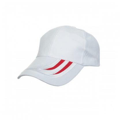 CAP0036 Baseball 6-Panel Cotton Brush Cap - White/Red