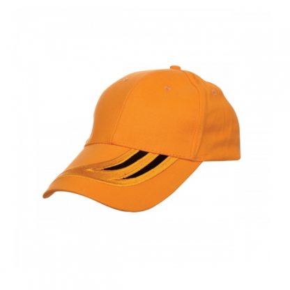 CAP0036 Baseball 6-Panel Cotton Brush Cap - Orange/Black