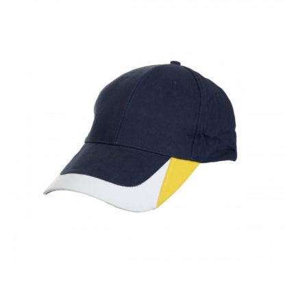 CAP0039 Baseball 6-Panel Cotton Brush Cap - Navy (S/Yellow/White)