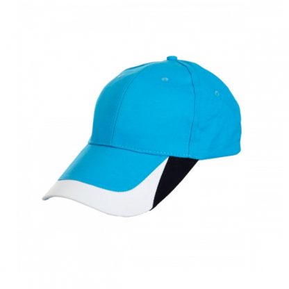 CAP0039 Baseball 6-Panel Cotton Brush Cap - Sea Blue (S/Black/White)