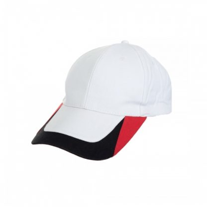 CAP0039 Baseball 6-Panel Cotton Brush Cap - Whiet (S/Red/Black)