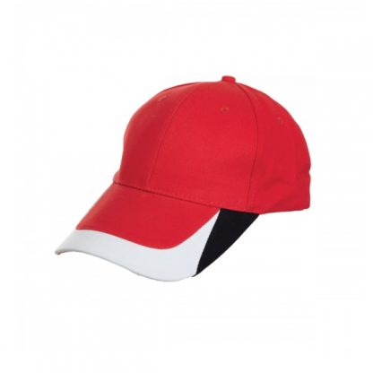 CAP0039 Baseball 6-Panel Cotton Brush Cap - Red (S/Black/White)