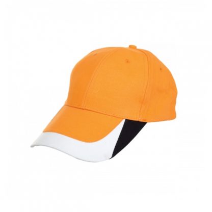 CAP0039 Baseball 6-Panel Cotton Brush Cap - Orange (S/Black/White)