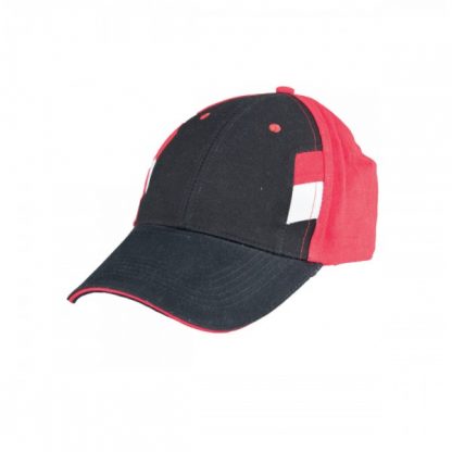 CAP0041 Baseball 6-Panel Cotton Brush Cap - Black/Red