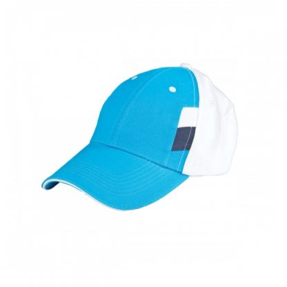 CAP0041 Baseball 6-Panel Cotton Brush Cap - Sea Blue/White