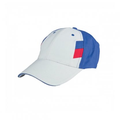 CAP0041 Baseball 6-Panel Cotton Brush Cap - White/Royal