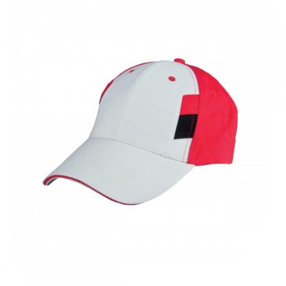 CAP0041 Baseball 6-Panel Cotton Brush Cap - White/Red