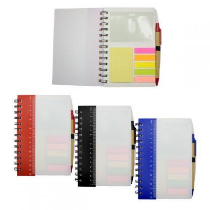 STA0594 Ruler Notebook with Sticky Notes & Pen