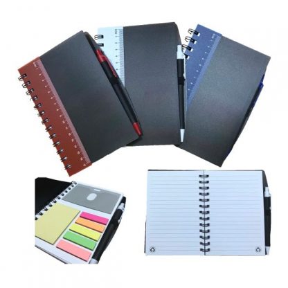 STA0618 Ruler Notebook with Sticky Notes & Pen
