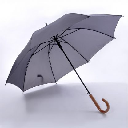 UMB0021 24" Non-UV Coated Curve Handle Long Umbrella - Black