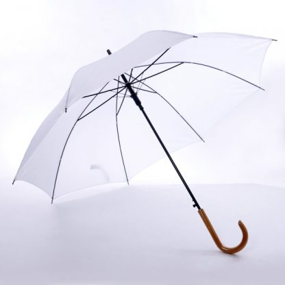 UMB0021 24" Non-UV Coated Curve Handle Long Umbrella - White