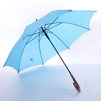 UMB0021 24" Non-UV Coated Curve Handle Long Umbrella - Light Blue