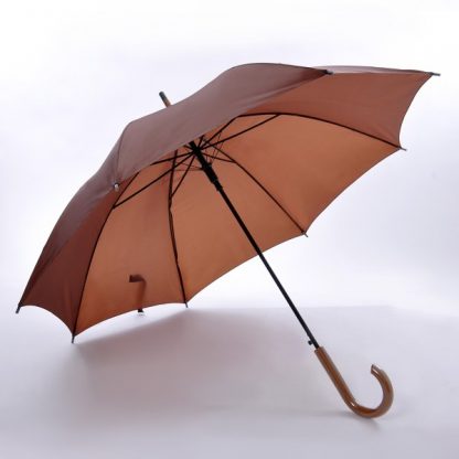 UMB0021 24" Non-UV Coated Curve Handle Long Umbrella - Brown