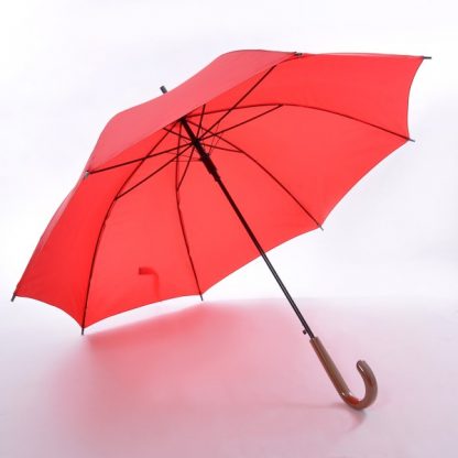 UMB0021 24" Non-UV Coated Curve Handle Long Umbrella - Red