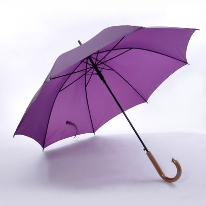 UMB0021 24" Non-UV Coated Curve Handle Long Umbrella - Purple