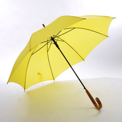 UMB0021 24" Non-UV Coated Curve Handle Long Umbrella - Yellow