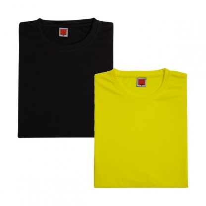 APP0044 Quick Dry Round Neck Female T-shirt - Black & Yellow
