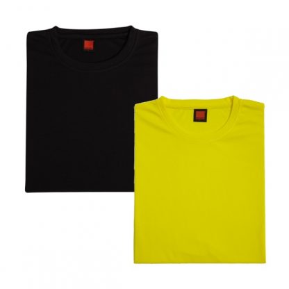 APP0044 Quick Dry Round Neck T-shirt - Black & Yellow