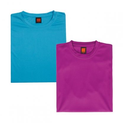APP0044 Quick Dry Round Neck T-shirt - Sea Blue & Dark Purple