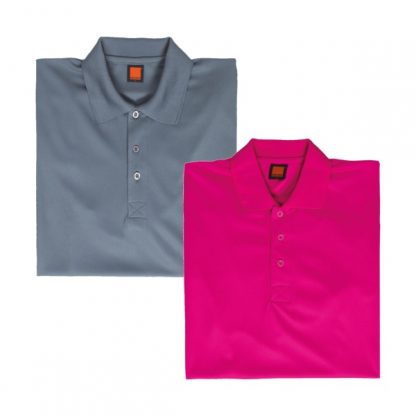 APP0045 Quick Dry Polo T-shirt - Dark Grey & Magenta