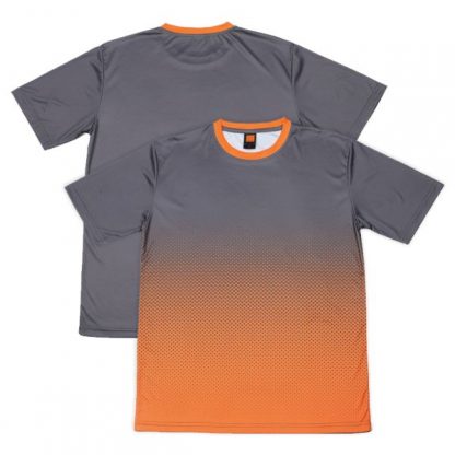 APP0118 Quick Dry Sublimation Printing Round Neck T-shirt - Dark Grey/Orange