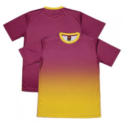 APP0118 Quick Dry Sublimation Printing Round Neck T-shirt - Dark Purple/Yellow