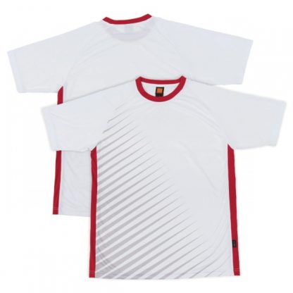 APP0128 Quick Dry Sublimation Printing Round Neck T-shirt - White/Red
