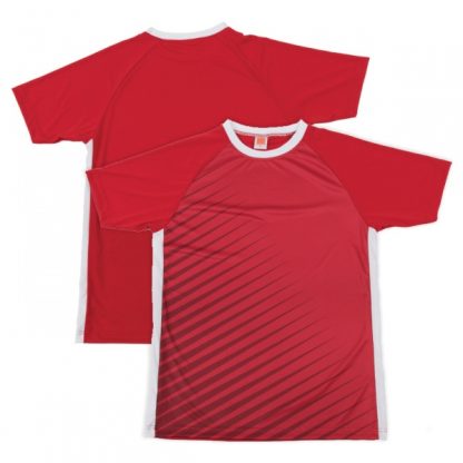 APP0128 Quick Dry Sublimation Printing Round Neck T-shirt - Red/White