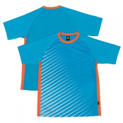 APP0128 Quick Dry Sublimation Printing Round Neck T-shirt - Sea Blue/Orange