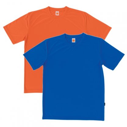 APP0146 Quick Dry Round Neck T-shirt - Orange & Royal
