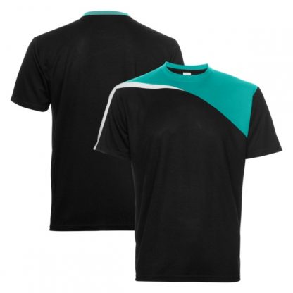 APP0178 Quick Dry Round Neck T-shirt - Black/Emerald/White