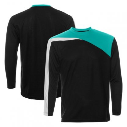 APP0179 Quick Dry Round Neck Long Sleeve T-shirt - Black/Emerald/White
