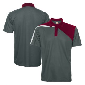 APP0180 Quick Dry Polo T-shirt - Dark Grey/Maroon/White