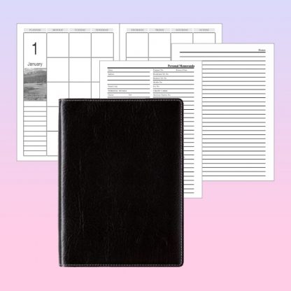 ORN0063 Note Book Black Textured PU with White Stitching Cover