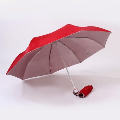 UMB0067 - 21" 3 Fold Windproof UV Umbrella - Red